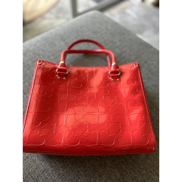 Kate Spade New York Red Patent Leather Heart Embossed Tote Bag Handbag **seedesc - Image 13