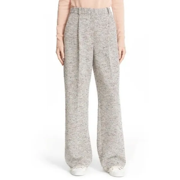 NWT Theory Adamaris in Tweed Single Pleat Wide Leg Fringe Hem Pants 6 x 31 - Image 2
