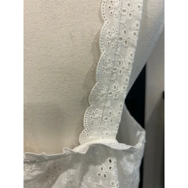 Aeropostale Baby Doll Crop Tank Top Y2K Milkmaid Boho SZ XL White Eyelet Ruffle - Image 9