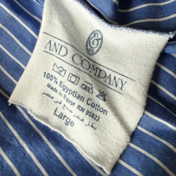 C&Company Blue White Striped Egyptian Cotton Empire Waist Sundress Large Comfort - Image 5