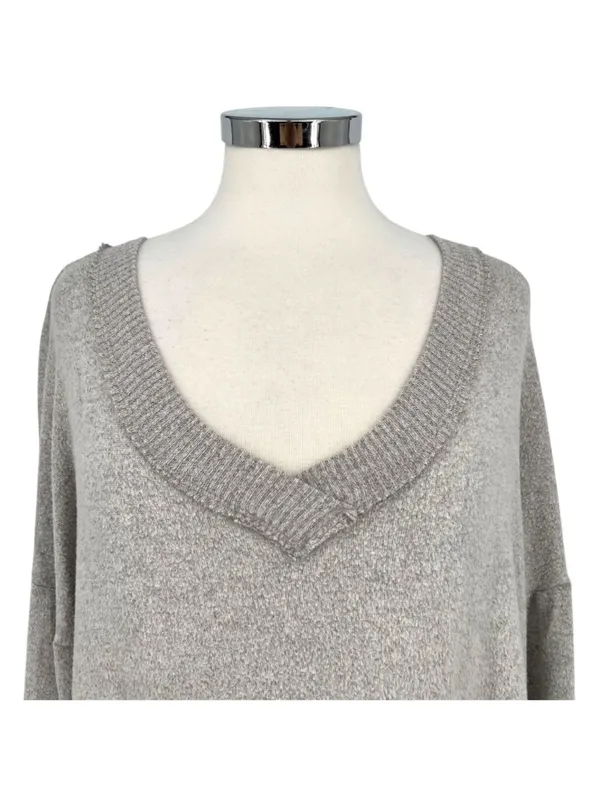 Altar'd State Gray Oversized V-Neck Knit Pullover Size Small Loungewear Cozycore - Image 2