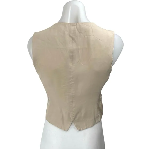 Zara Women's Beige Tan Sleeveless Button Down Blazer Vest Crop Tank Top Size XS - Image 2