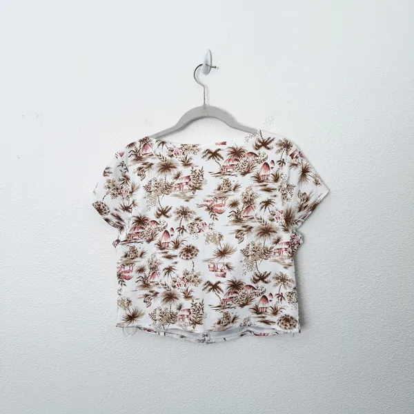 [Abercrombie & Fitch] Tropical Toile Print Sweetheart Neck Crop Top Size Large L - Image 4