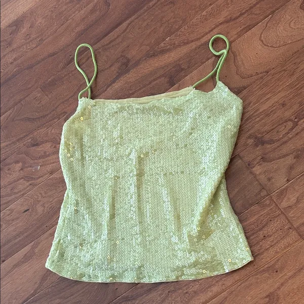Non Signe Chartreuse Sequenced Baby Tank Size Small - Image 5