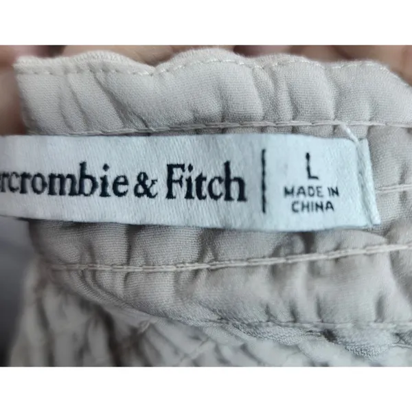 Abercrombie Fitch Tailored Corset Crop Top Size L Beige Tan Smocked Side Zip - Image 8