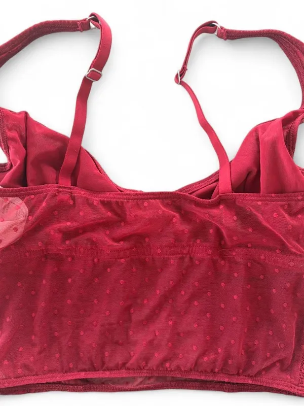 Gilly Hicks Lace Underwire Corset Bralette Mesh Crop Top Burgundy M - Image 3