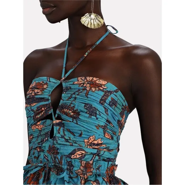 Ulla Johnson Isidro Romper Playsuit 6 Lagoon Teal Floral Print Resort Luxury - Image 4
