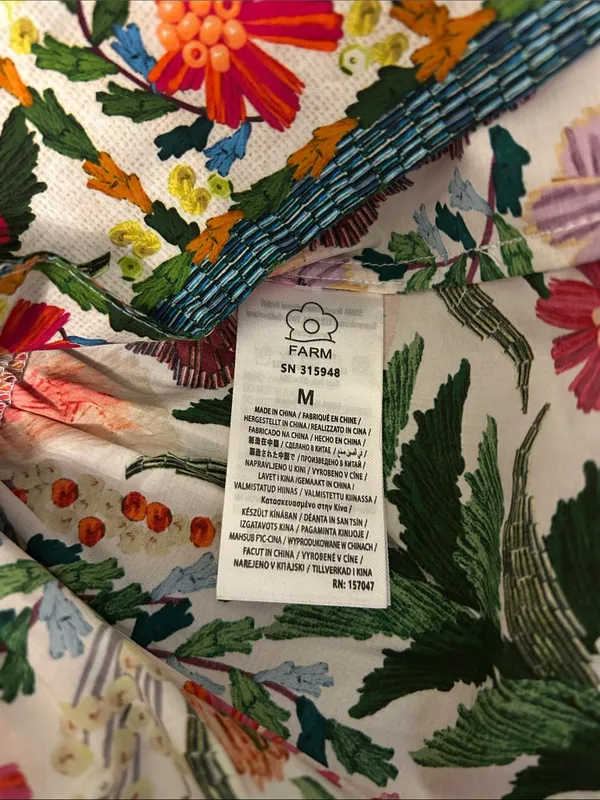 NWT FARM Rio Off-White Tropical Yard Sleeveless Mini Dress, Medium - Image 6
