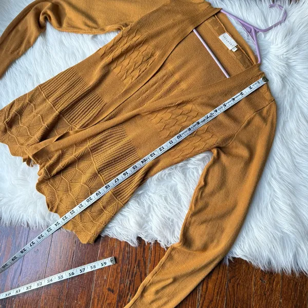 Dreamers Mustard Gold Open Cardigan L Lightweight Cotton Blend - Image 6