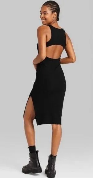 Ribbed Back Cut Out Midi Dress - Image 2