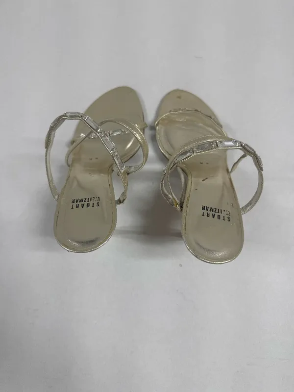 Stuart Weitzman Metallic Gold Leather‎ Strappy Sandals - Size 8. - Image 6