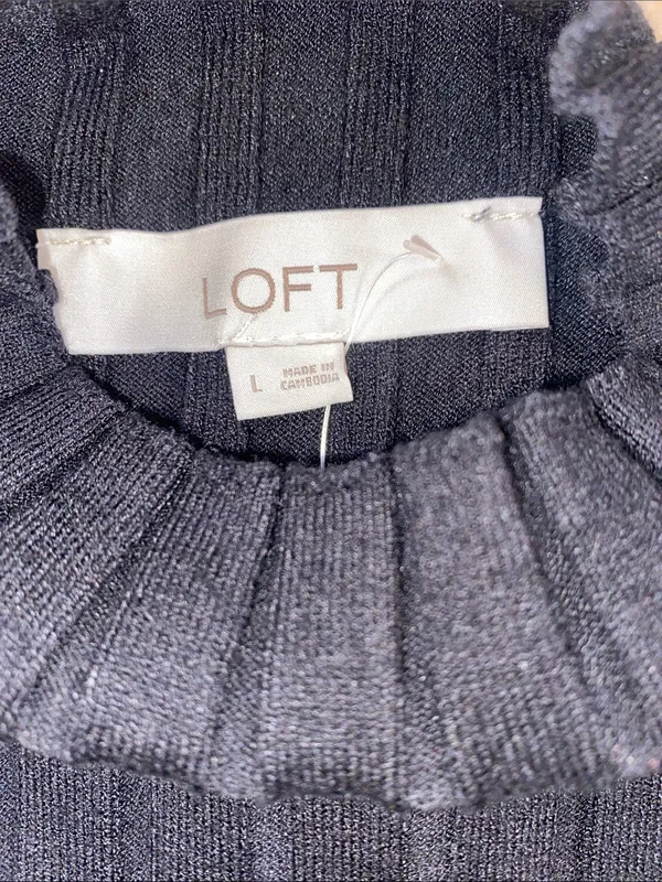 NWT LOFT Black Ribbed Mock Neck Sweater - Image 2