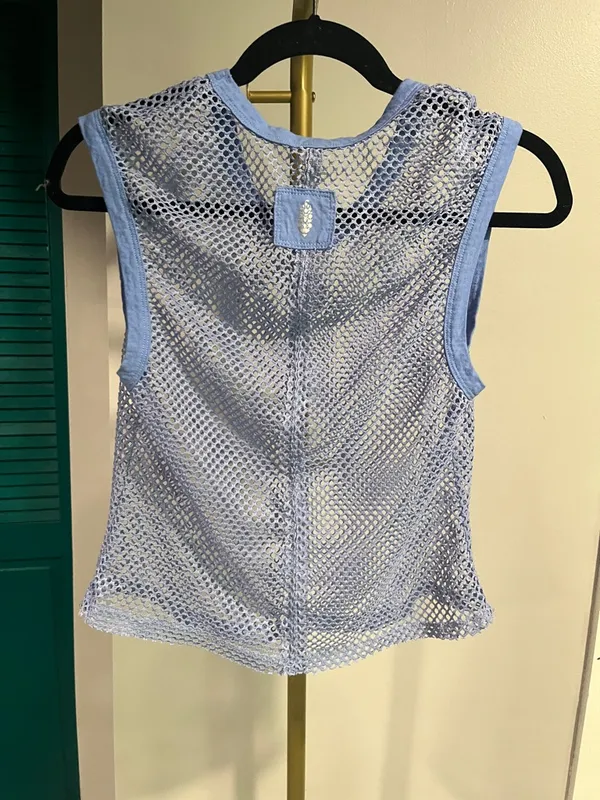 Free People NWOT Blue Mesh Sleeveless Tank Top - Image 6