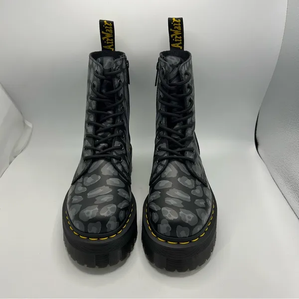 Dr Martens Jadon Black Distorted Leopard Backhand Platform Boots Size US 8 EU 39 - Image 4