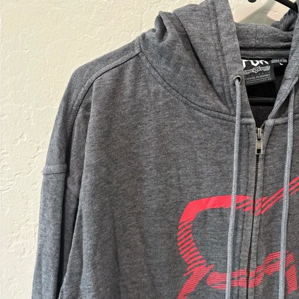 Fox Racing Gray with Red Accent Zip Up Hoodie - Image 5