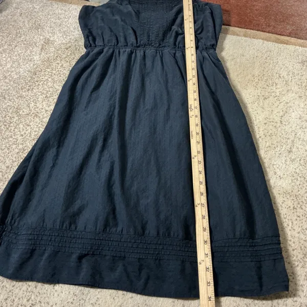Old Navy Boho Smocked Midi Sun Dress Womens Large Black Cotton Blend Pintuck Hem - Image 2