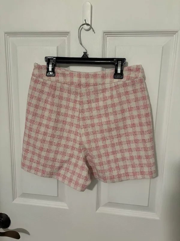 Zara pink and white checkered gingham mini skort - Image 3