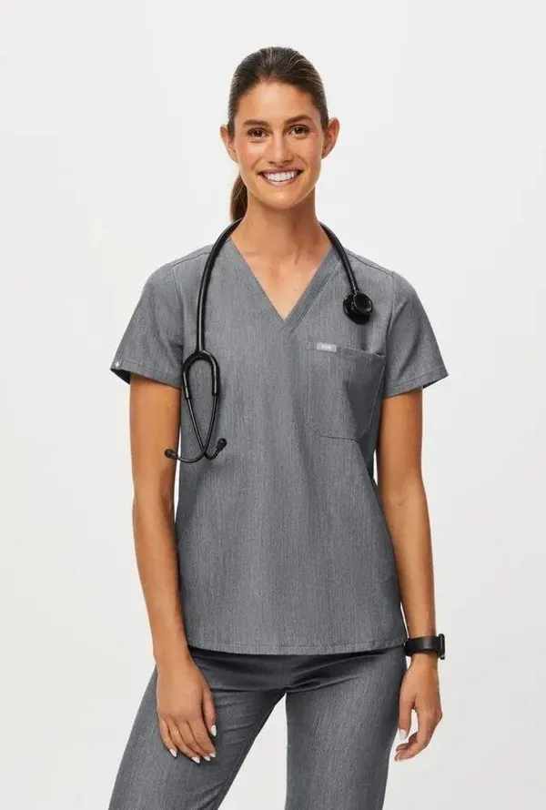FIGS Catarina One-Pocket Scrub Top™ in Graphite size small - Image 6