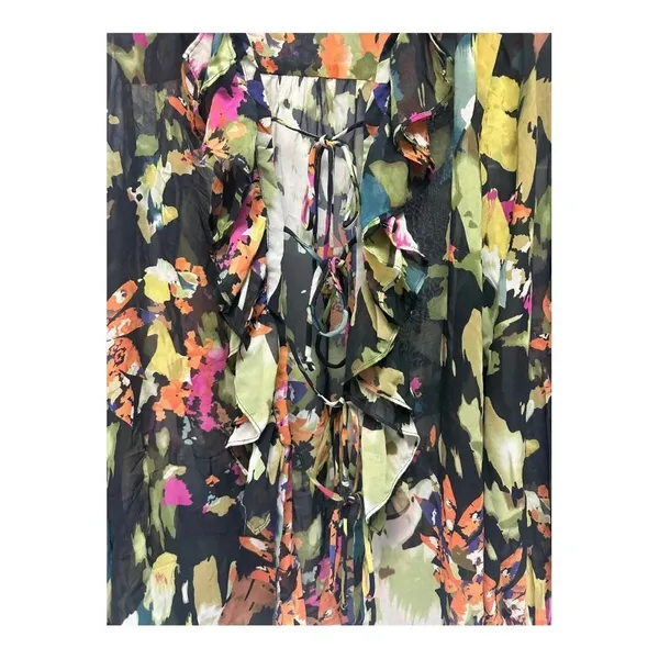 CAbi Floral Ruffle Tie Front Sheer Blouse // Size Small - Image 5