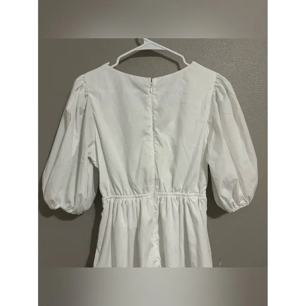 Abercrombie & Fitch White Puff Sleeve Cottagecore Mini Dress Women’s Size Medium - Image 7