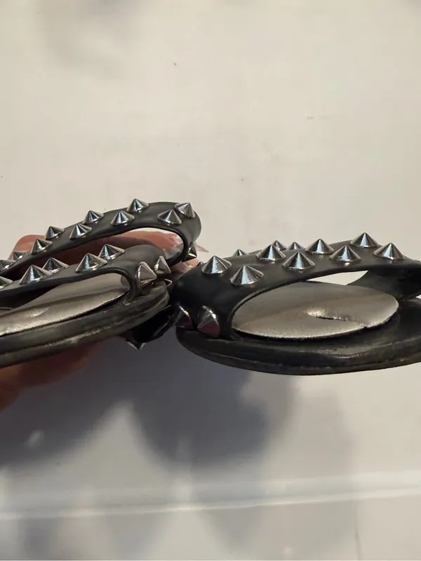 MF BOLIV Black Studded Double-Strap Slide Sandals Size 7 - Image 4