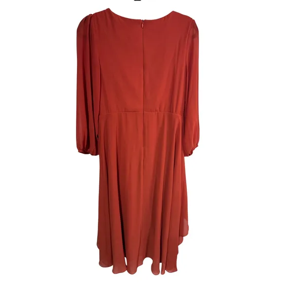 Ever‎ Pretty Women's Size 8 Burnt Orange Dress High Low V-Neck Chiffon Formal - Image 8