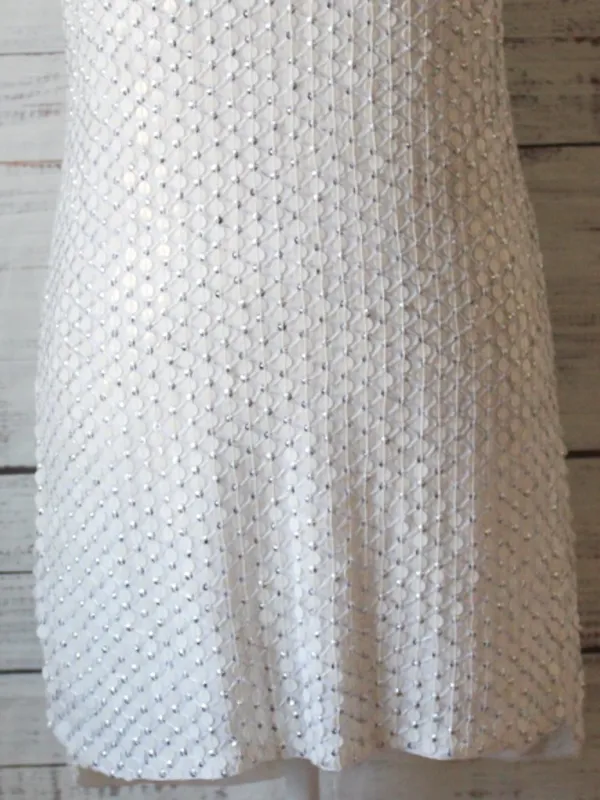 Guess by Marciano White Spaghetti Strap Mini Sequin Dress SIze XSmall - Image 4
