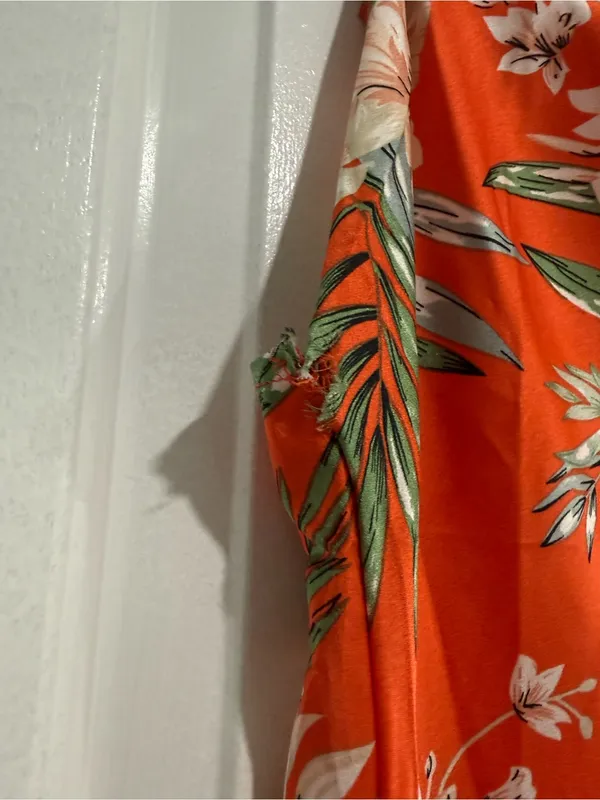 Paper Heart Orange Floral Satin Slip Dress Small - Image 5