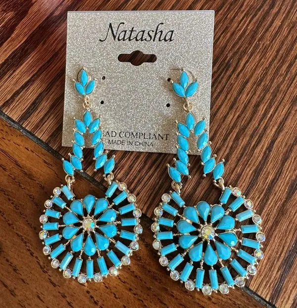 Natasha blue earrings Gold - Image 2