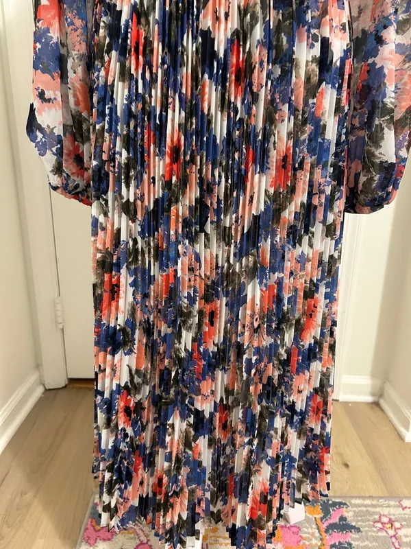 Misa Los Angeles Juliana Pleated Midi Dress In Tie Dye Floral New Size XS - Image 14