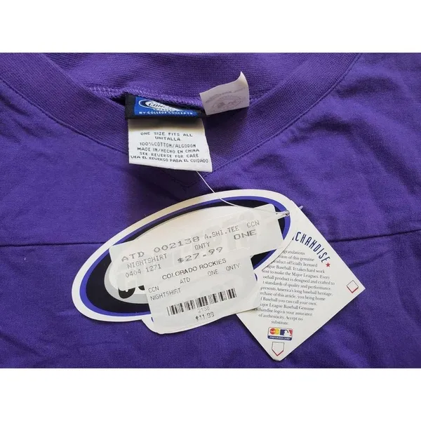 Colorado Rockies Baseball Unisex XL White Purple Long‎ Sleeve Shirt NWT - Image 4