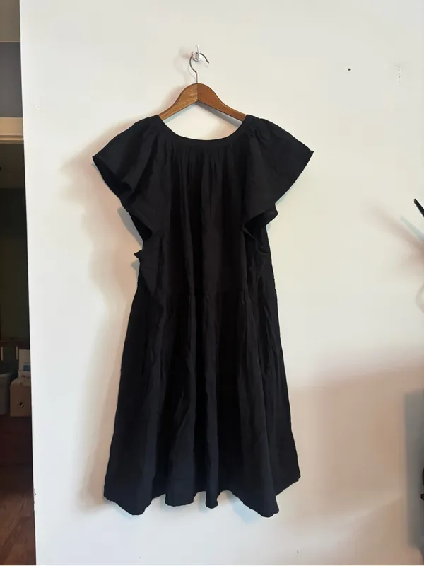 Old Navy NWT Black V-Neck Flutter Short Sleeve Mini/Midi Dress - Image 8
