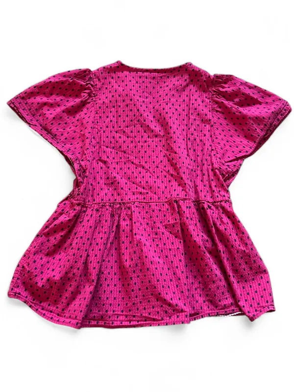 Knox Rose Hot Pink Boho Peasant Top with Black Tassels Size Small - Image 2