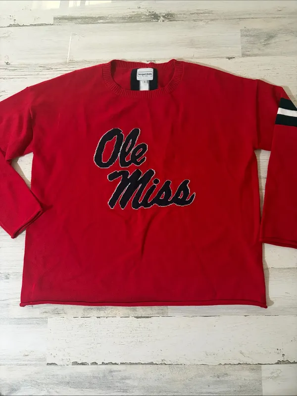 Ole Miss Red Crewneck Knit Sweater - Image 2
