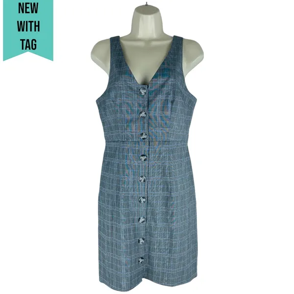 Show me Your Mumu Gray Arlette Plaid Mini Dress Button Front Size M - Image 4