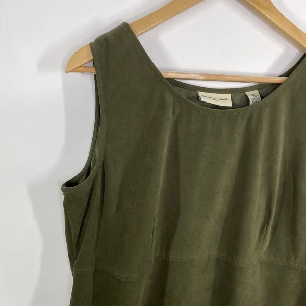 Amanda Smith Womens Y2K Green‎ Faux Suede Sleeveless Maxi Dress Size 14 Earthy - Image 4