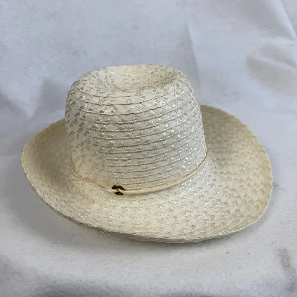 Vintage 80s Union Made Straw Cowboy Hat Cream Western Sun‎ Hat Made in USA - Image 3