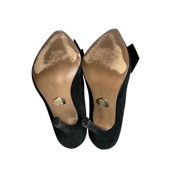 Betsey Johnson‎ Black Suede Bow Pointed Toe Kitten Heel Pumps Classic Shoes - Image 10
