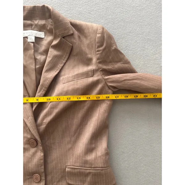 New York & Company Pant Suit Size 0 Tall Brown Pinstripe Blazer Trousers Set - Image 12