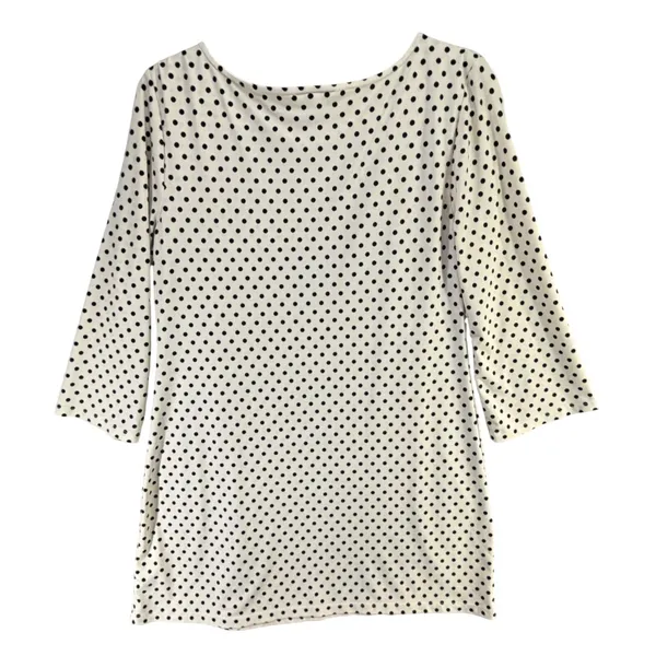 Grayson Polka Dot Tunic Top Womens S Cream‎ Black 3/4 Sleeve Stretch Minimalist - Image 5
