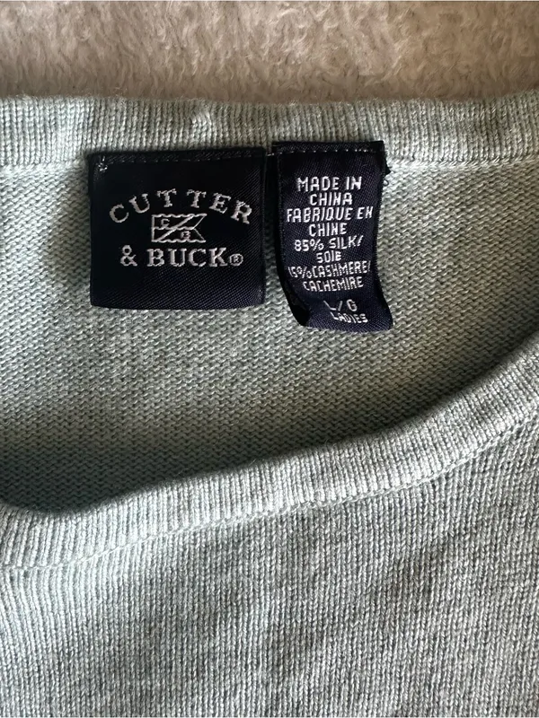 Cutter & Buck Silk Cashmere Crewneck Sweater Ladies Size L Y2K Minimalist Preppy - Image 3