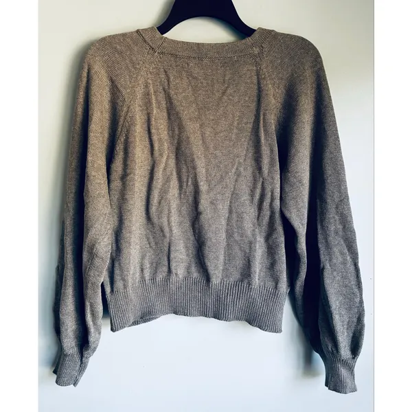 Paneros Greta Cardigan Button Up Gray Large Cotton Cozy Quiet Luxury - Image 7