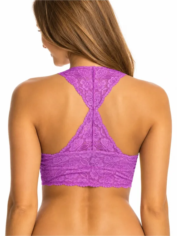 NWT Free People Galloon Lace Racerback Crop Bra Neon Orchid Size L - Image 2