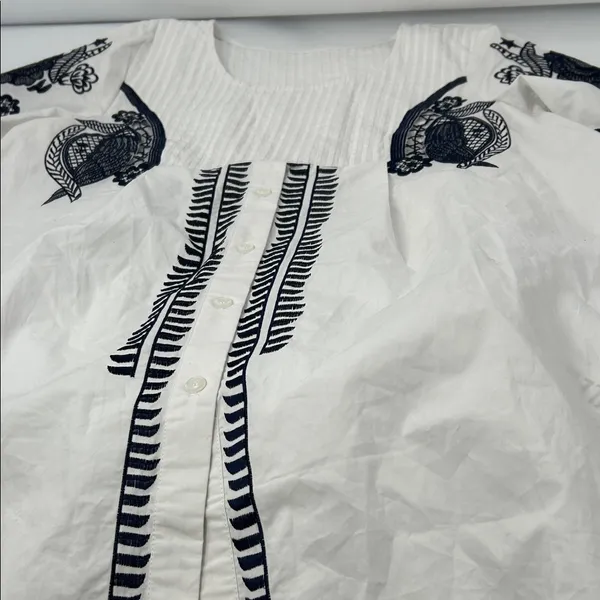 Embroidered White and Black Mini Dress - Image 14