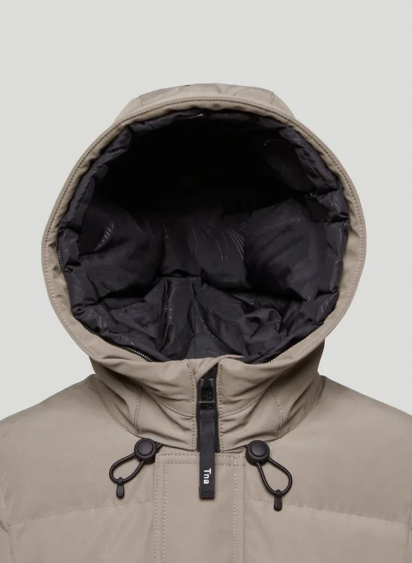 Aritzia Tna The Powder Parka Mid Length Jacket Modern Taupe Goose Down SMALL. - Image 8