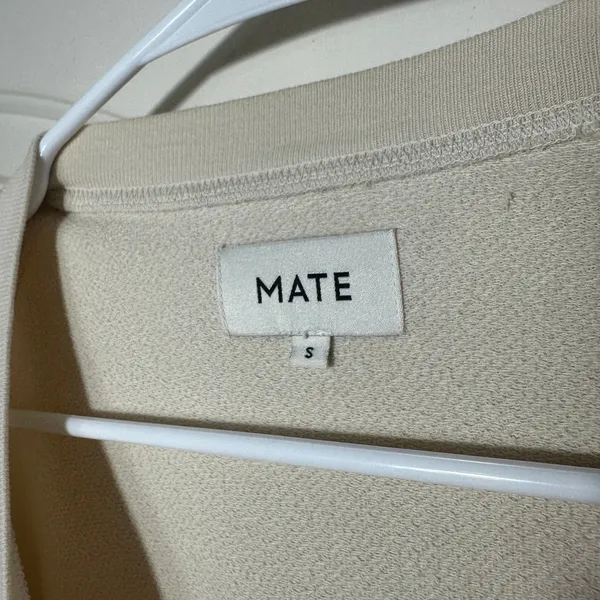 MATE the Label Organic Lightweight Terry Raglan Sweatshirt Bone Cream Womens‎ S - Image 3