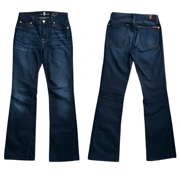 7 For All Mankind Dark Indigo Mid Rise Kimmie Boot Jeans - Image 2