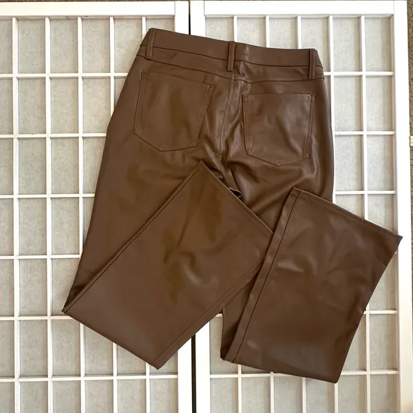 Wild Fable Brown Leather Low-Rise Flare Pants - Image 4