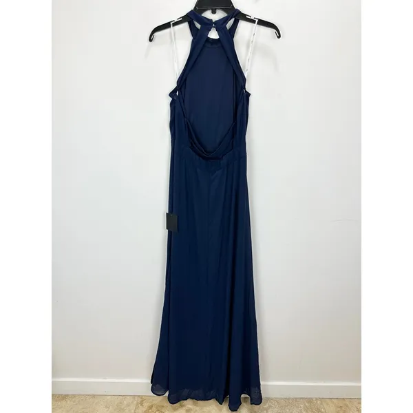 Lulus Confidently Charismatic Navy Blue Backless Halter Maxi Dress Large NWT - Image 11