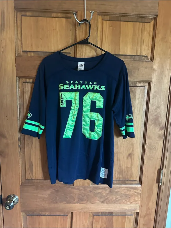 PINK Victoria's Secret nfl Seattle Seahawks Navy & Neon Green Tee Oversized Smal - Image 7